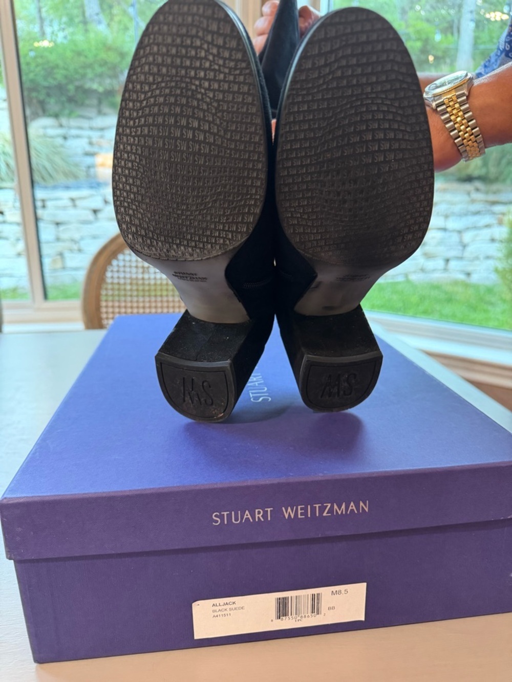 STUART WEITZMAN ALLJACK Black Suede Knee-High Boots - Sise 8.5 - Picture 2 of 4